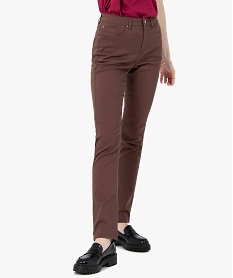 pantalon femme en coton stretch coupe regular brun pantalonsC856501_1
