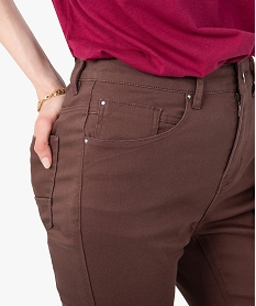 pantalon femme en coton stretch coupe regular brun pantalonsC856501_2