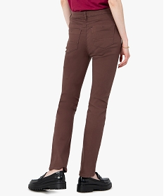 pantalon femme en coton stretch coupe regular brun pantalonsC856501_3