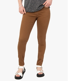 pantalon femme coupe slim en toile extensible brun pantalonsC856901_1