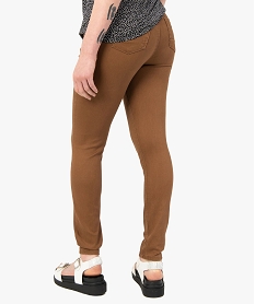pantalon femme coupe slim en toile extensible brun pantalonsC856901_3