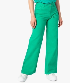 GEMO Jean femme coupe large taille haute Vert