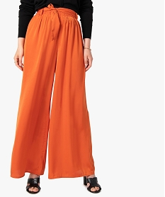 pantalon femme large en matiere satinee orange pantalonsC857201_2