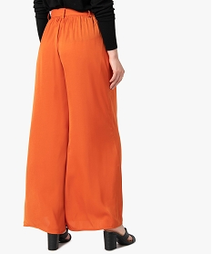 pantalon femme large en matiere satinee orangeC857201_3