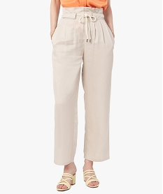 pantalon femme en lyocell avec ceinture en corde beige pantalonsC857601_1