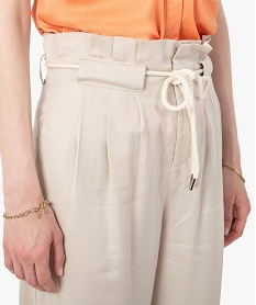 pantalon femme en lyocell avec ceinture en corde beige pantalonsC857601_2