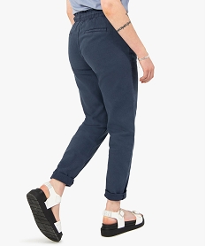 pantalon femme coupe ample avec ceinture elastiquee bleu pantalonsC857801_3