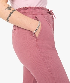 pantalon femme coupe ample avec ceinture elastiquee violet pantalonsC857901_2