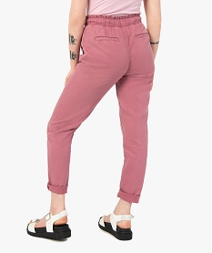 pantalon femme coupe ample avec ceinture elastiquee violet pantalonsC857901_3