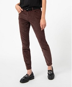 pantalon femme en velours coupe slim brun pantalonsC859101_1