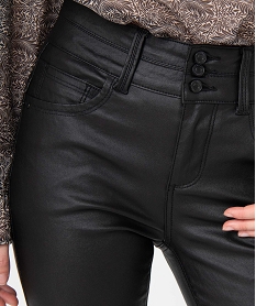 pantalon femme en toile enduite taille haute noir pantalonsC859401_2