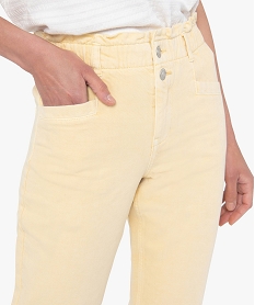 pantalon femme en toile denim avec ceinture elastique jaune pantacourtsC859801_2