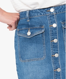 jupe femme en jean avec larges poches a rabat bleuC860401_2
