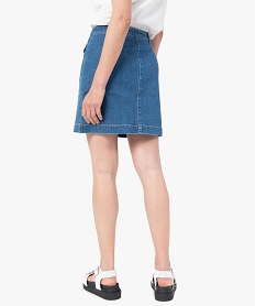 jupe femme en jean avec larges poches a rabat bleuC860401_3