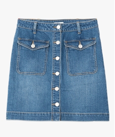 jupe femme en jean avec larges poches a rabat bleuC860401_4