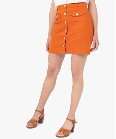 jupe femme en denim avec larges poches orangeC860501_1