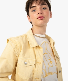 veste femme en denim a epaulettes jauneC862301_2