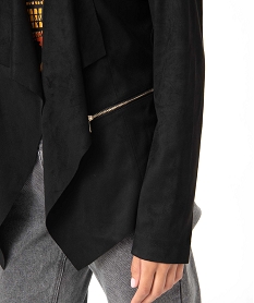 veste femme en suedine coupe asymetrique noir vestesC862401_2