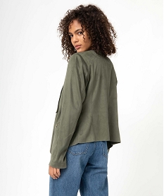 veste femme en suedine coupe asymetrique vert vestesC862501_3