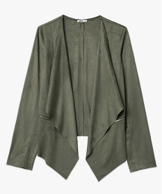 veste femme en suedine coupe asymetrique vert vestesC862501_4