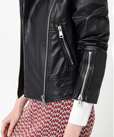 blouson femme esprit biker avec zips et boucles en metal noir vestesC862801_2