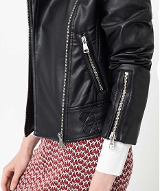 blouson femme esprit biker avec zips et boucles en metal noirC862801_2