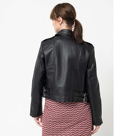 blouson femme esprit biker avec zips et boucles en metal noir vestesC862801_3