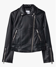 blouson femme esprit biker avec zips et boucles en metal noirC862801_4