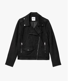 blouson esprit motard en suedine femme noir standard vestesC863101_4