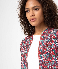 blouson femme imprime avec fermeture zippee rougeC863401_2