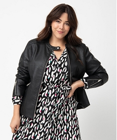 GEMO Blouson style biker femme grande taille Noir