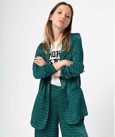 veste blazer femme imprimee en matiere satinee vert vestesC864201_1