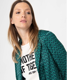 veste blazer femme imprimee en matiere satinee vert vestesC864201_2