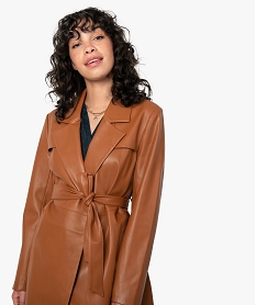 trench femme en synthetique imitation cuir orange vestesC864401_2