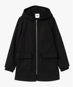 manteau femme a capuche doublee sherpa noir manteauxC865901_4