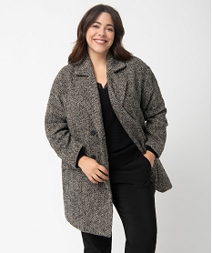 manteau femme grande taille mi-long a chevrons beigeC866901_1