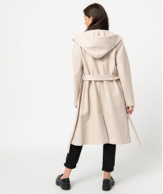 manteau femme mi-long a grand col capuche beige manteauxC867001_3