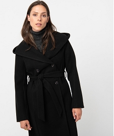 manteau femme mi-long a grand col capuche noir manteauxC867101_2