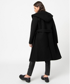 manteau mi-long a grand col capuche femme noir manteauxC867101_3