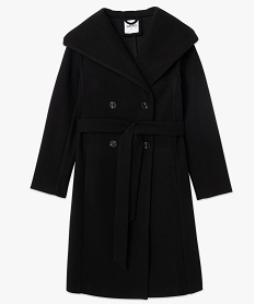 manteau femme mi-long a grand col capuche noir manteauxC867101_4