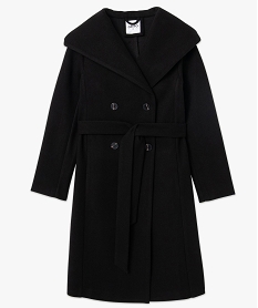 manteau mi-long a grand col capuche femme noir manteauxC867101_4