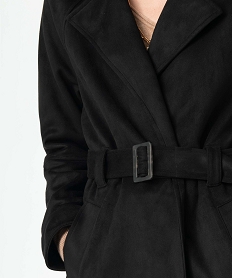manteau femme en suedine avec ceinture noir manteauxC867301_2