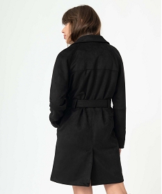 manteau femme en suedine avec ceinture noir manteauxC867301_3