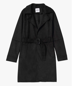 manteau femme en suedine avec ceinture noir manteauxC867301_4