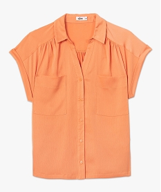 chemise femme a manches courtes en matiere satinee orange chemisiersC867401_4