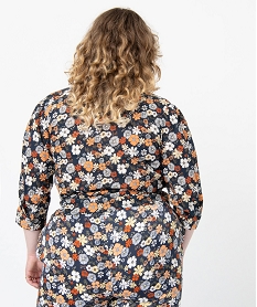 blouse femme grande taille a manches ¾ forme cache-cœur imprime chemisiers et blousesC868601_3