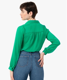 chemise femme a manches longues en matiere soyeuse vert chemisiersC869501_3