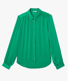 chemise femme a manches longues en matiere soyeuse vert chemisiersC869501_4