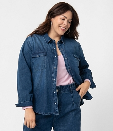 chemise femme grande taille en denim bleuC869801_1