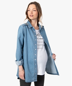chemise de grossesse en jean avec details fronces bleu chemisiers et blousesC869901_1